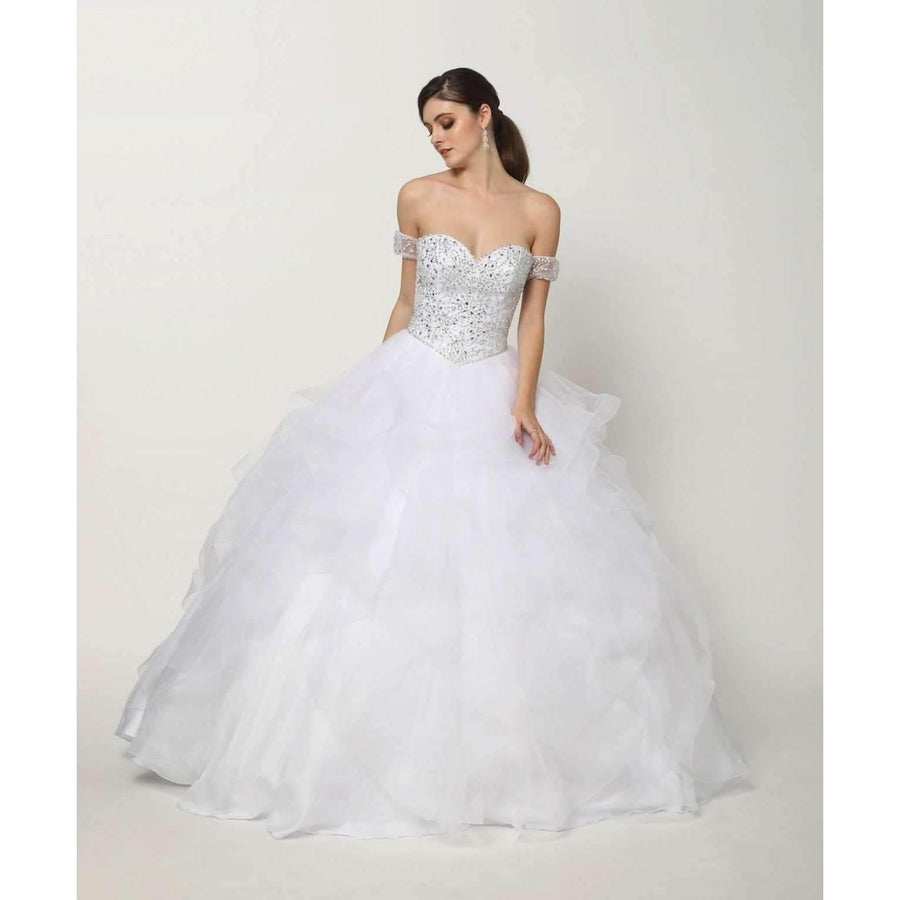 Long Strapless Quinceanera Ball Gown - The Dress Outlet Juliet