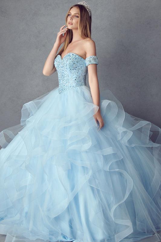 Long Strapless Quinceanera Ball Gown - The Dress Outlet