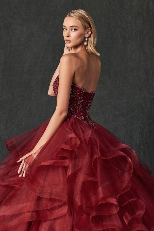 Long Strapless Quinceanera Ball Gown - The Dress Outlet