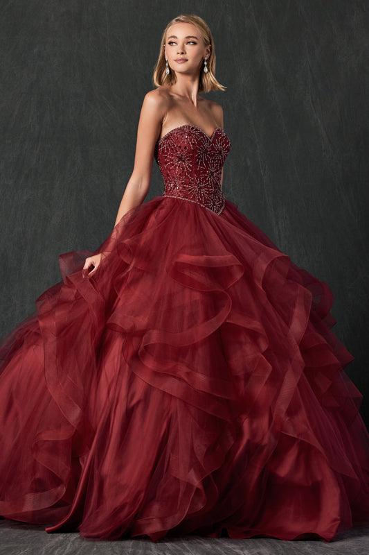 Long Strapless Quinceanera Ball Gown - The Dress Outlet