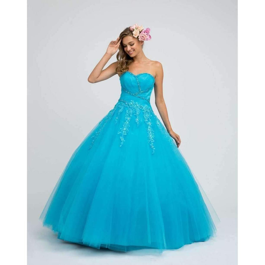 Long Strapless Quinceanera Dress Ball Gown - The Dress Outlet Juliet