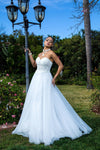 Long Strapless Sweetheart Beaded Lace Wedding Gown - The Dress Outlet