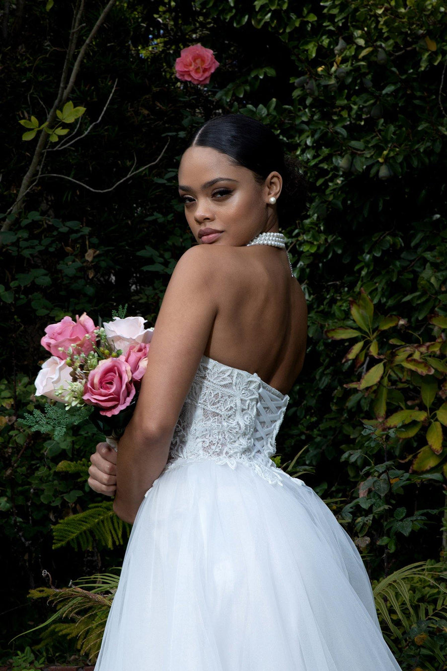 Long Strapless Sweetheart Beaded Lace Wedding Gown - The Dress Outlet