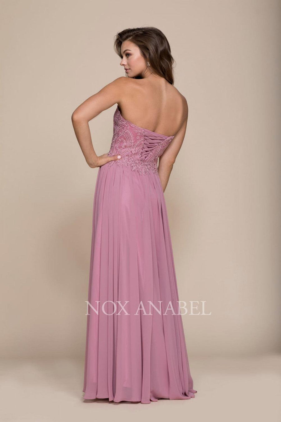 Long Strapless Sweetheart Corset Back Prom Dress - The Dress Outlet Nox Anabel