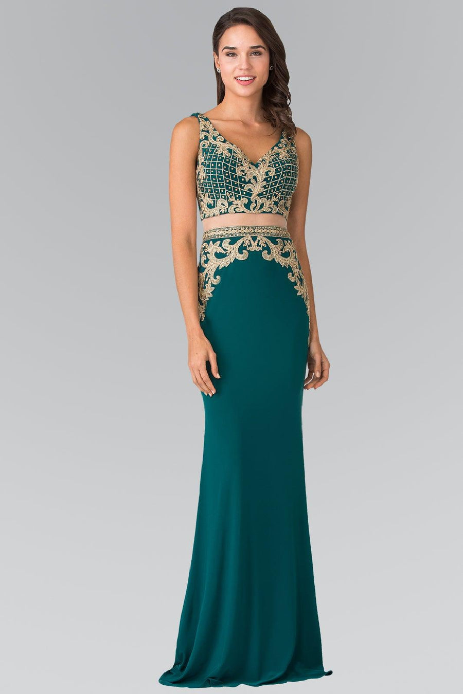 Long Two Piece Formal Evening Prom Dress - The Dress Outlet Elizabeth K