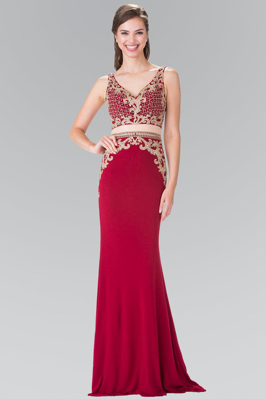 Long Two Piece Formal Evening Prom Dress - The Dress Outlet Elizabeth K