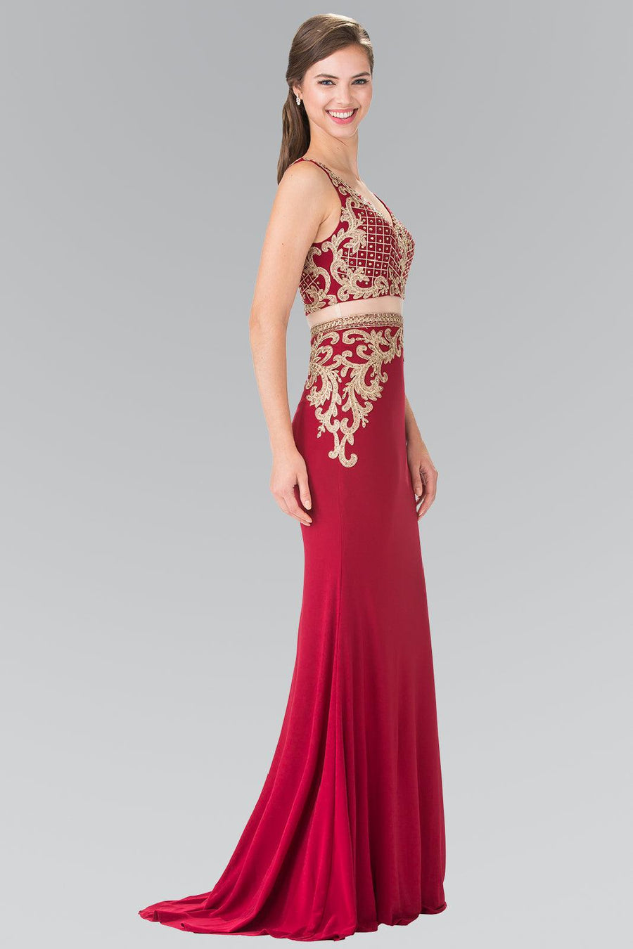 Long Two Piece Formal Evening Prom Dress - The Dress Outlet Elizabeth K