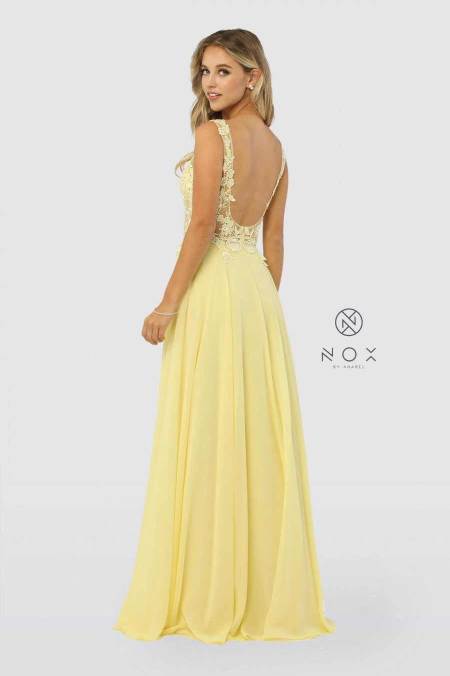 Long Yellow Formal Dress Evening Gown - The Dress Outlet Nox Anabel