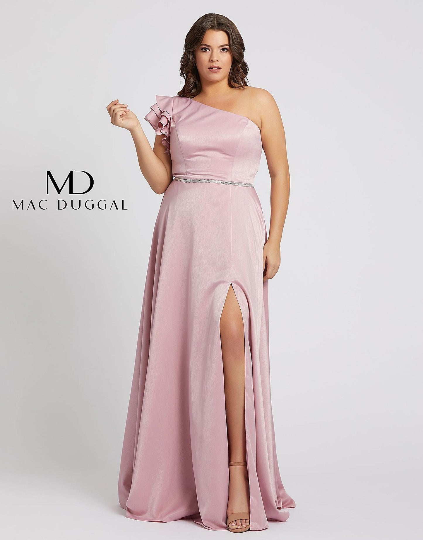 Mac Duggal Fabulouss Long Plus Size One Shoulder Prom Dress 48979F - The Dress Outlet Mac Duggal