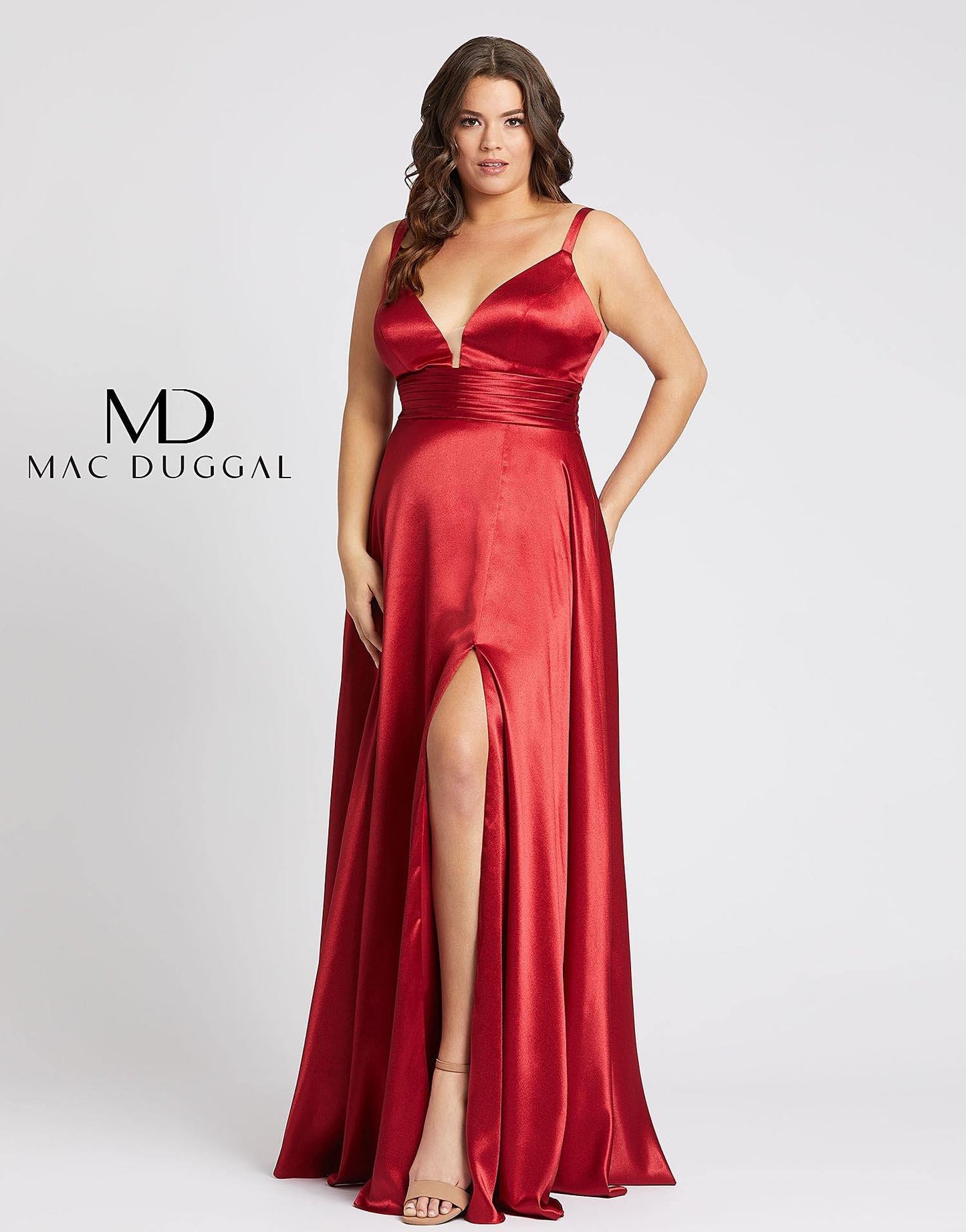 Mac Duggal Fabulouss Prom Plus Size Slit Dress 49044F - The Dress Outlet Mac Duggal