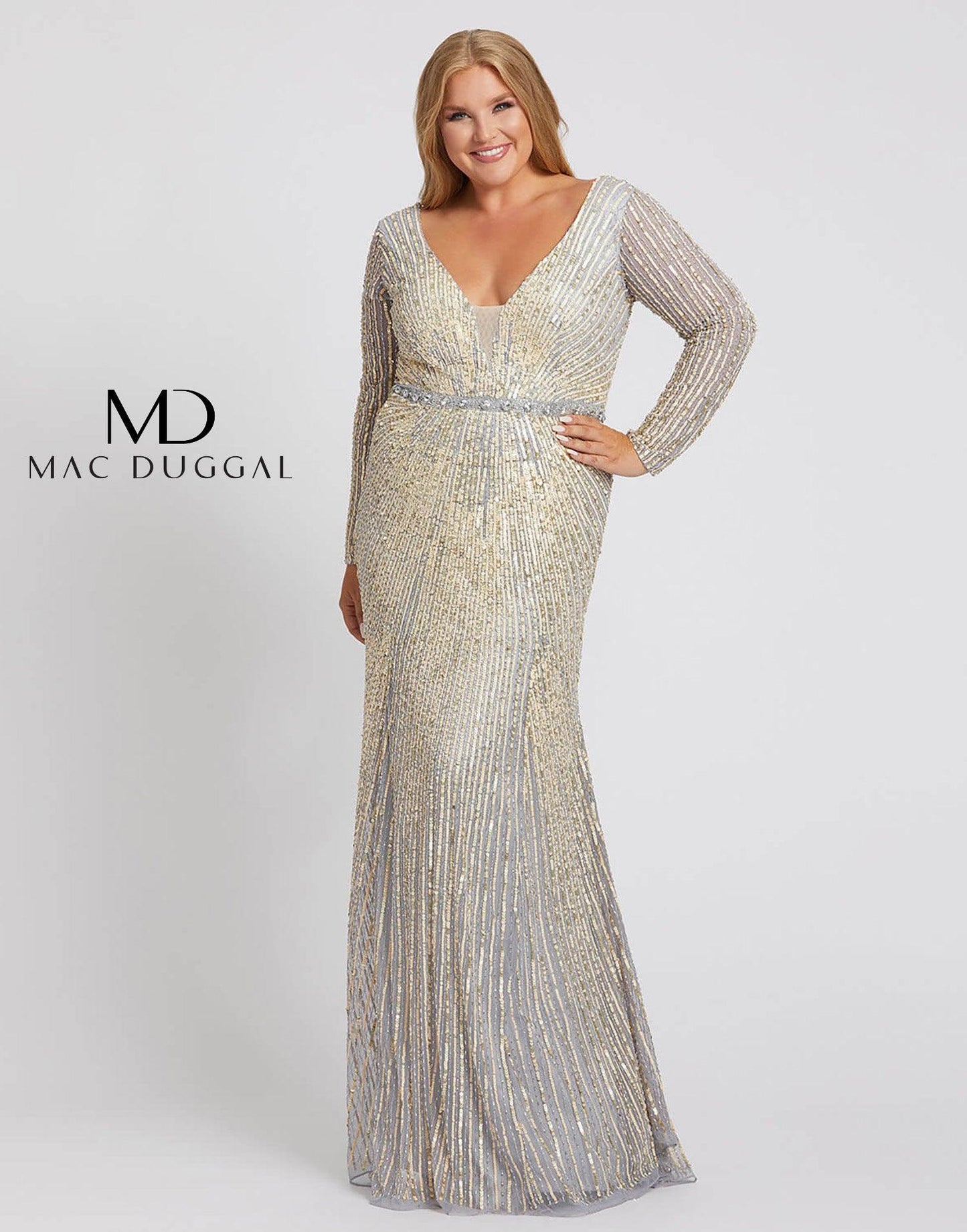 Mac Duggal 5176 Fabulouss Plus Size Sequins Prom Dress Sale