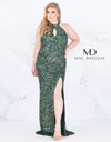 Mac Duggal Long Halter Neck Keyhole Plus Size Prom Dress - The Dress Outlet Mac Duggal