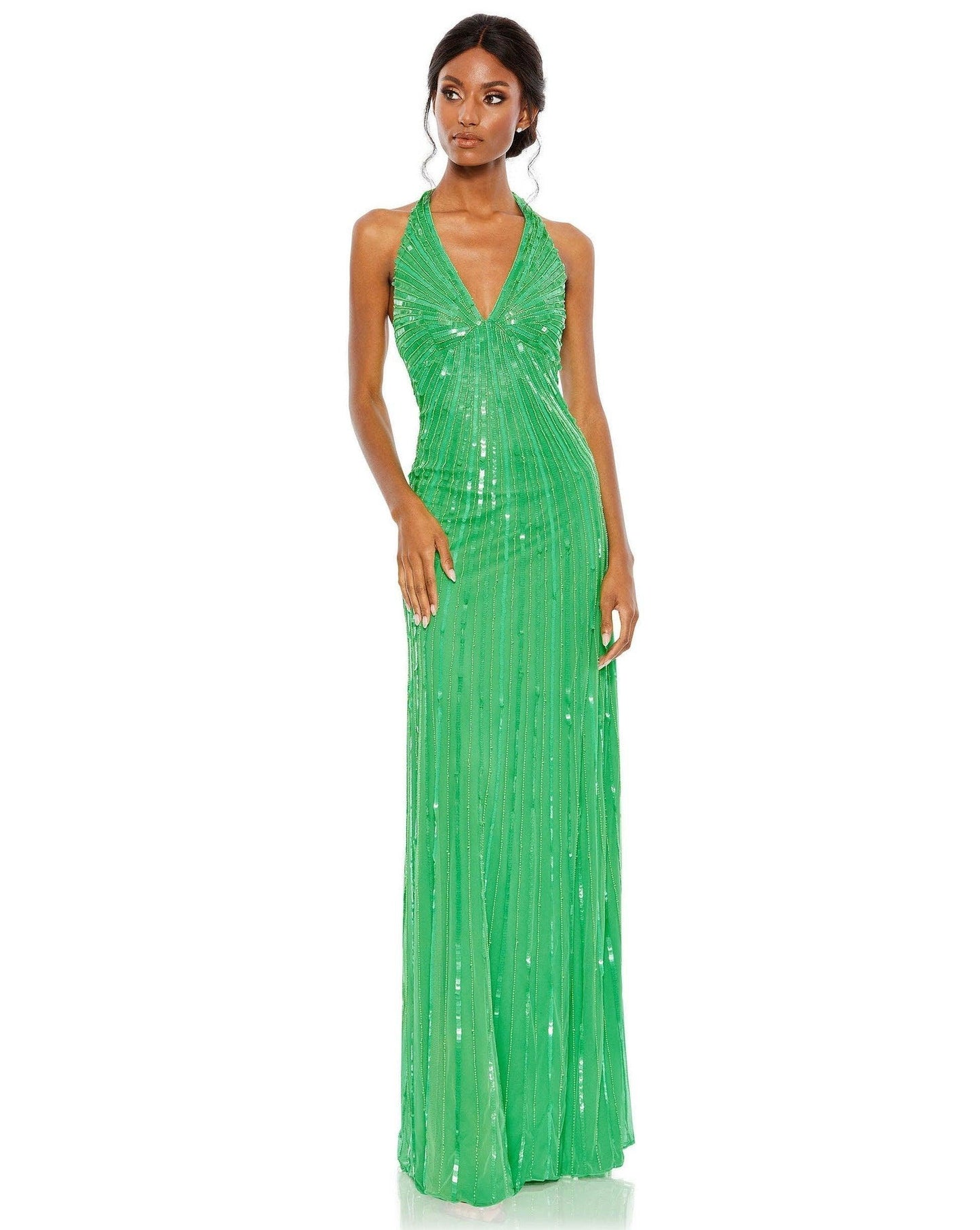 Mac Duggal Long Halter Prom Formal Dress 10898 - The Dress Outlet