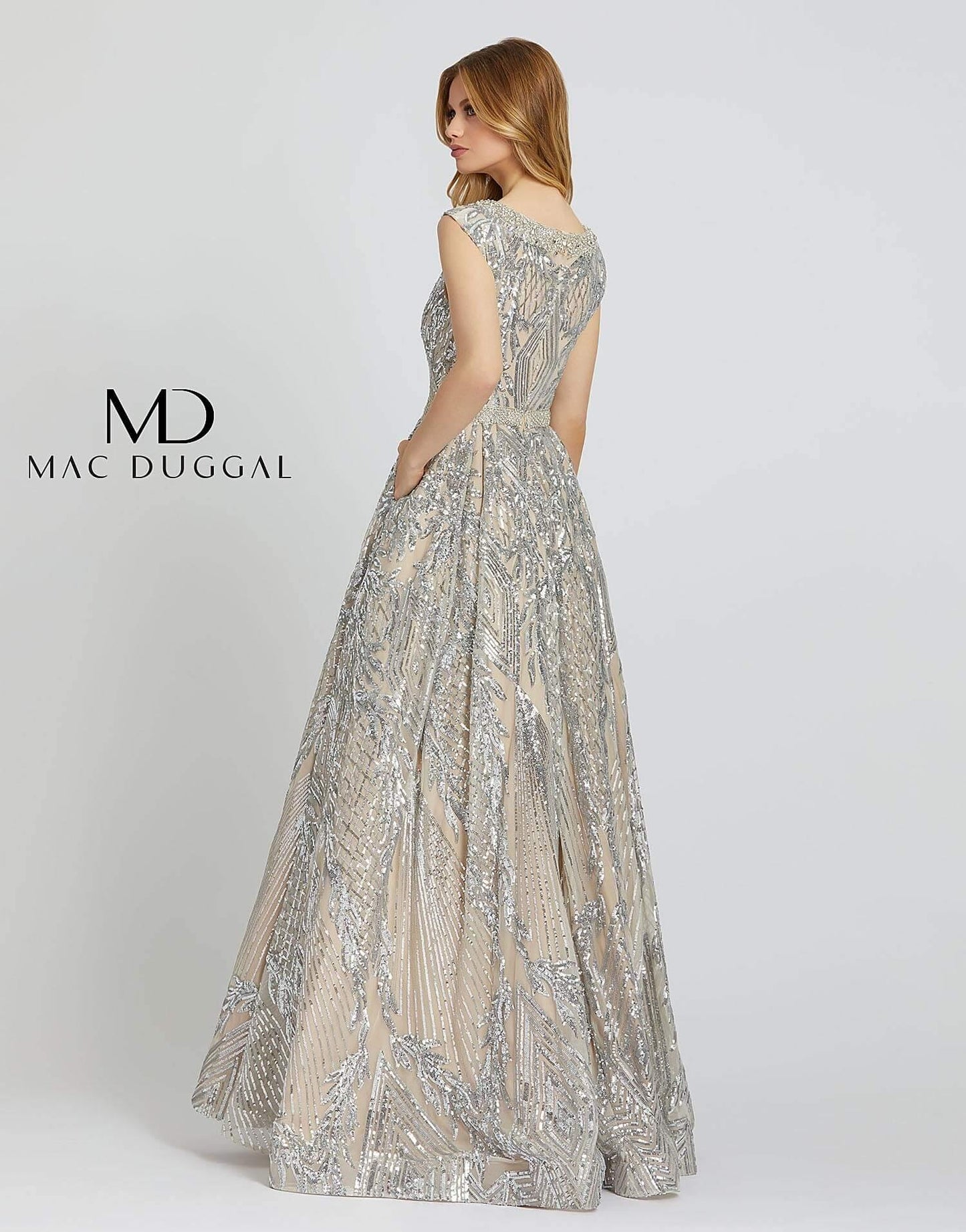 Mac Duggal Long Prom Dress Formal Beaded Ball Gown - The Dress Outlet Mac Duggal