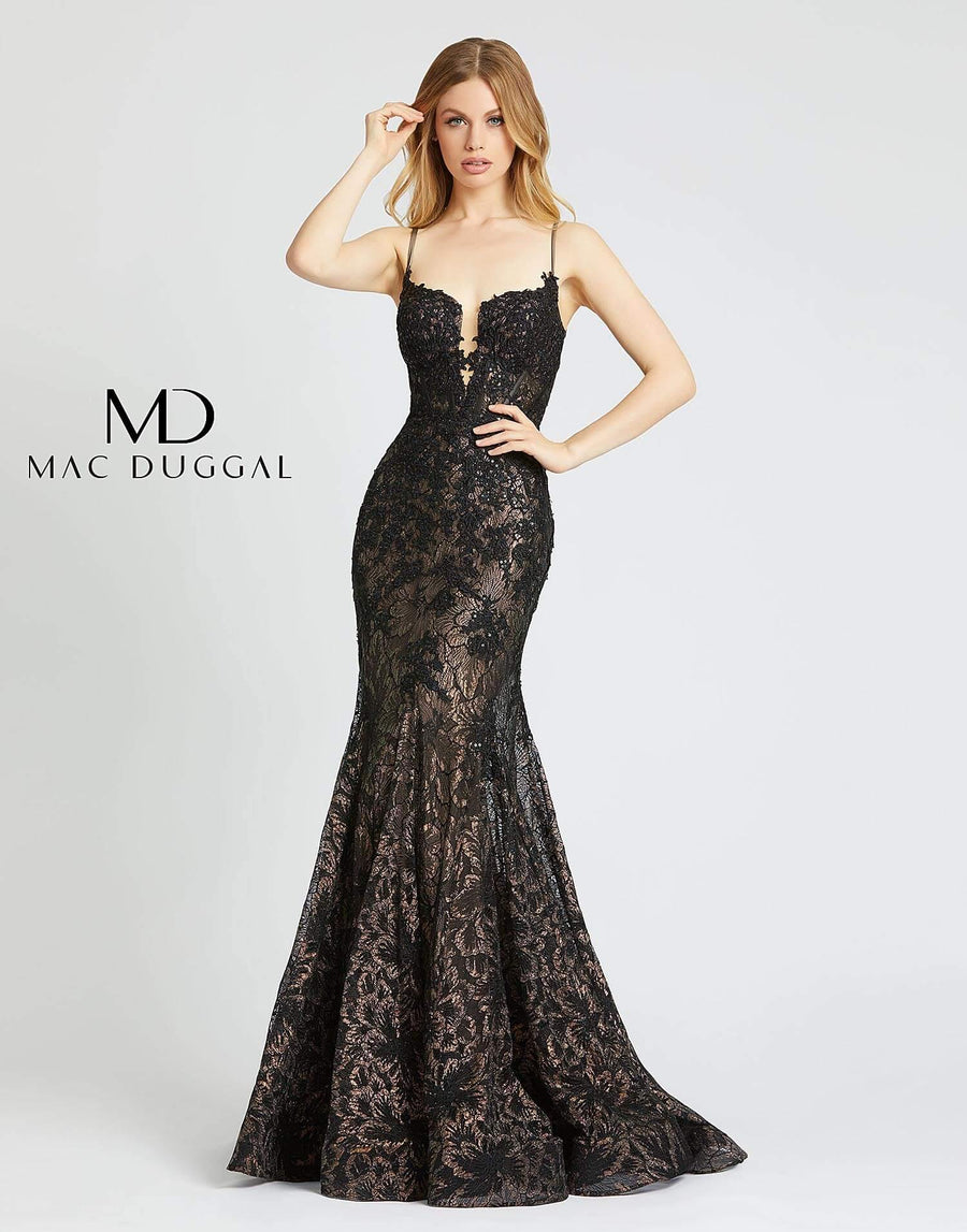 Mac Duggal Prom Long Formal Lace Trumpet Dress - The Dress Outlet Mac Duggal