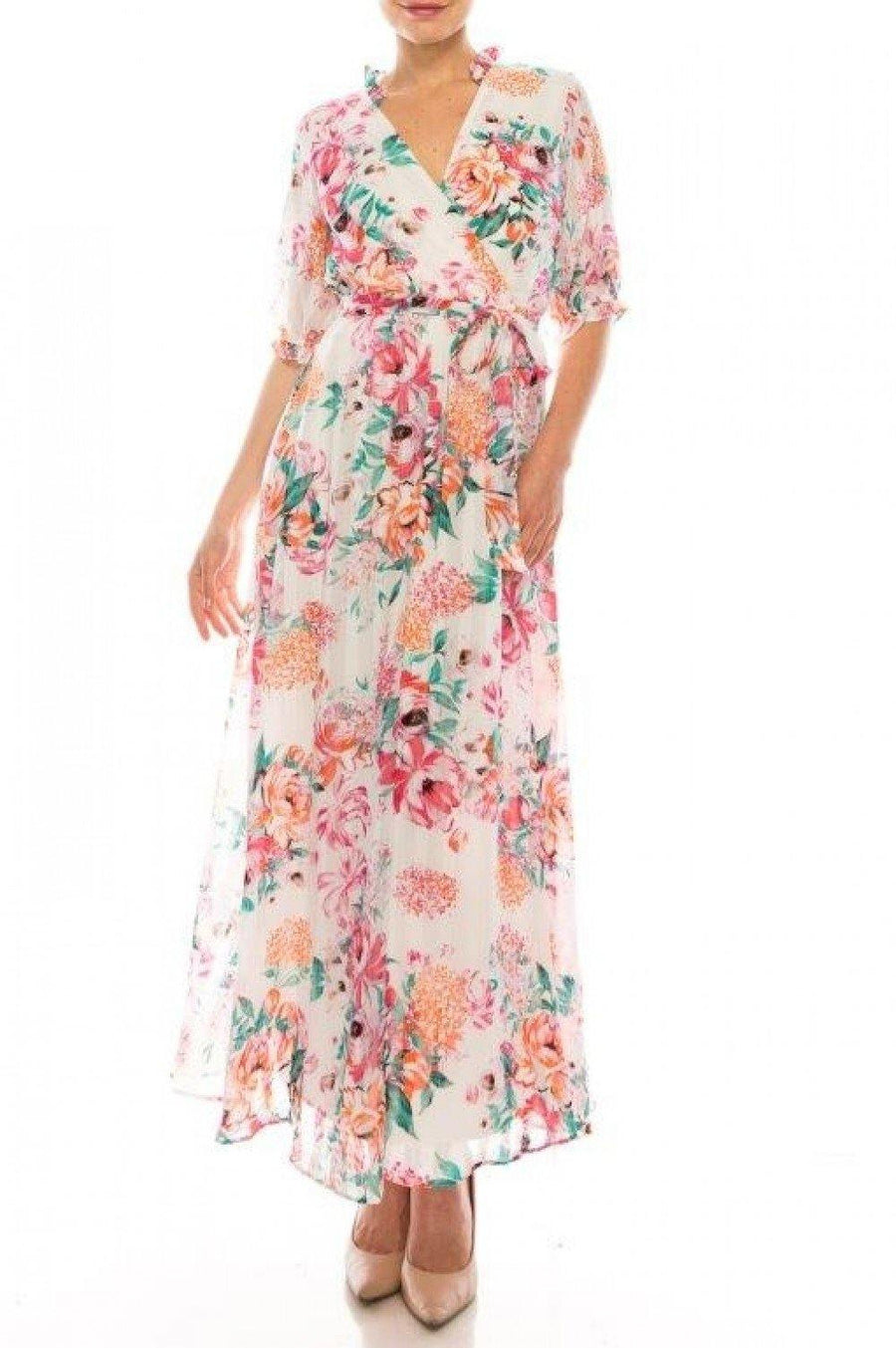 Maison Tara Floral Print Maxi Dress - The Dress Outlet