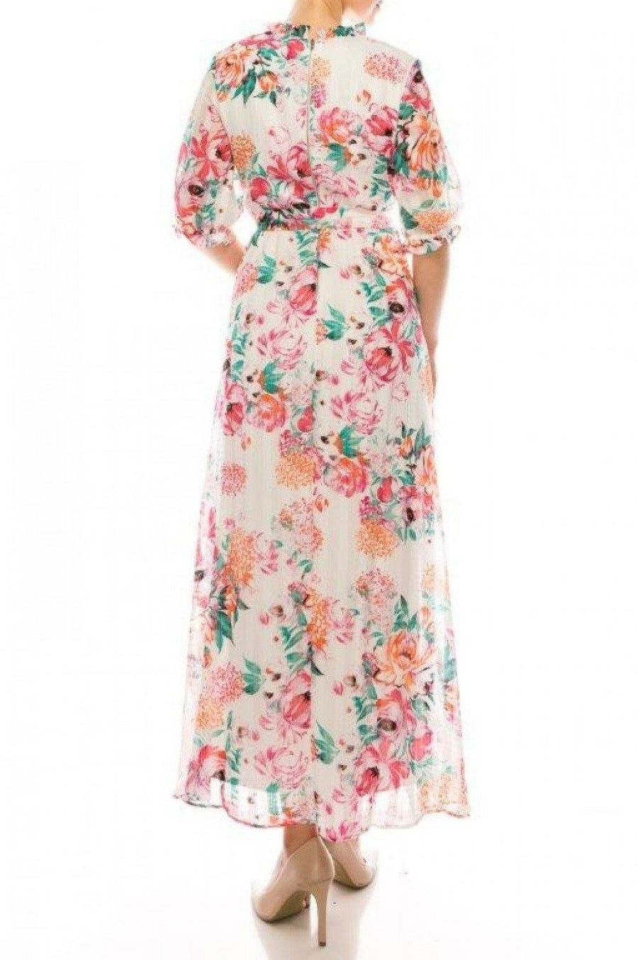 Maison Tara Floral Print Maxi Dress - The Dress Outlet