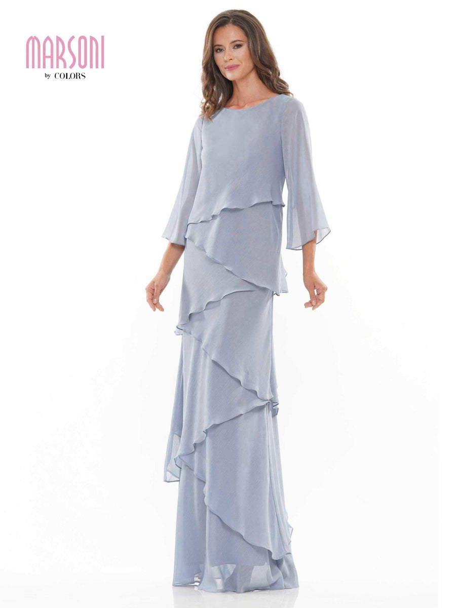 Marsoni Long Mother of the Bride Chiffon Dress 302 - The Dress Outlet