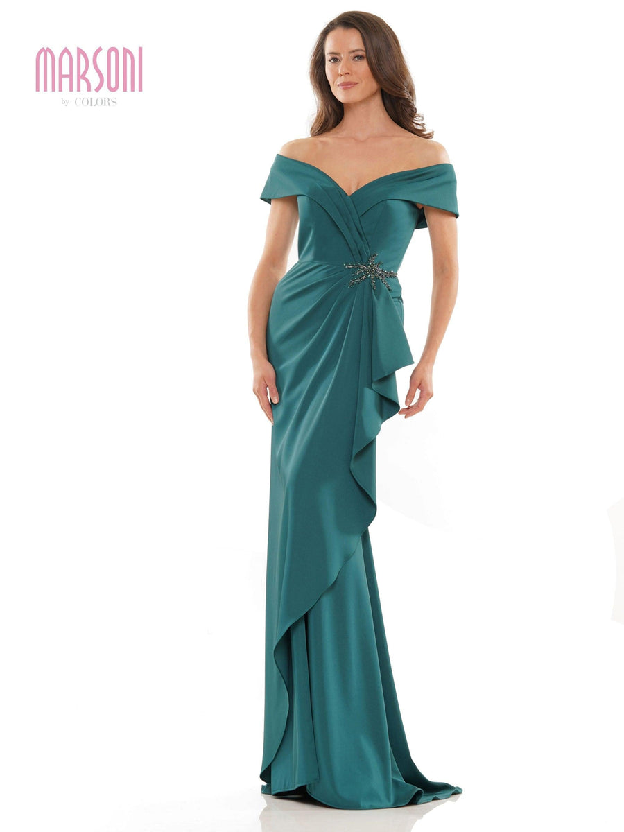 Marsoni Long Off Shoulder Formal Dress 1180 - The Dress Outlet