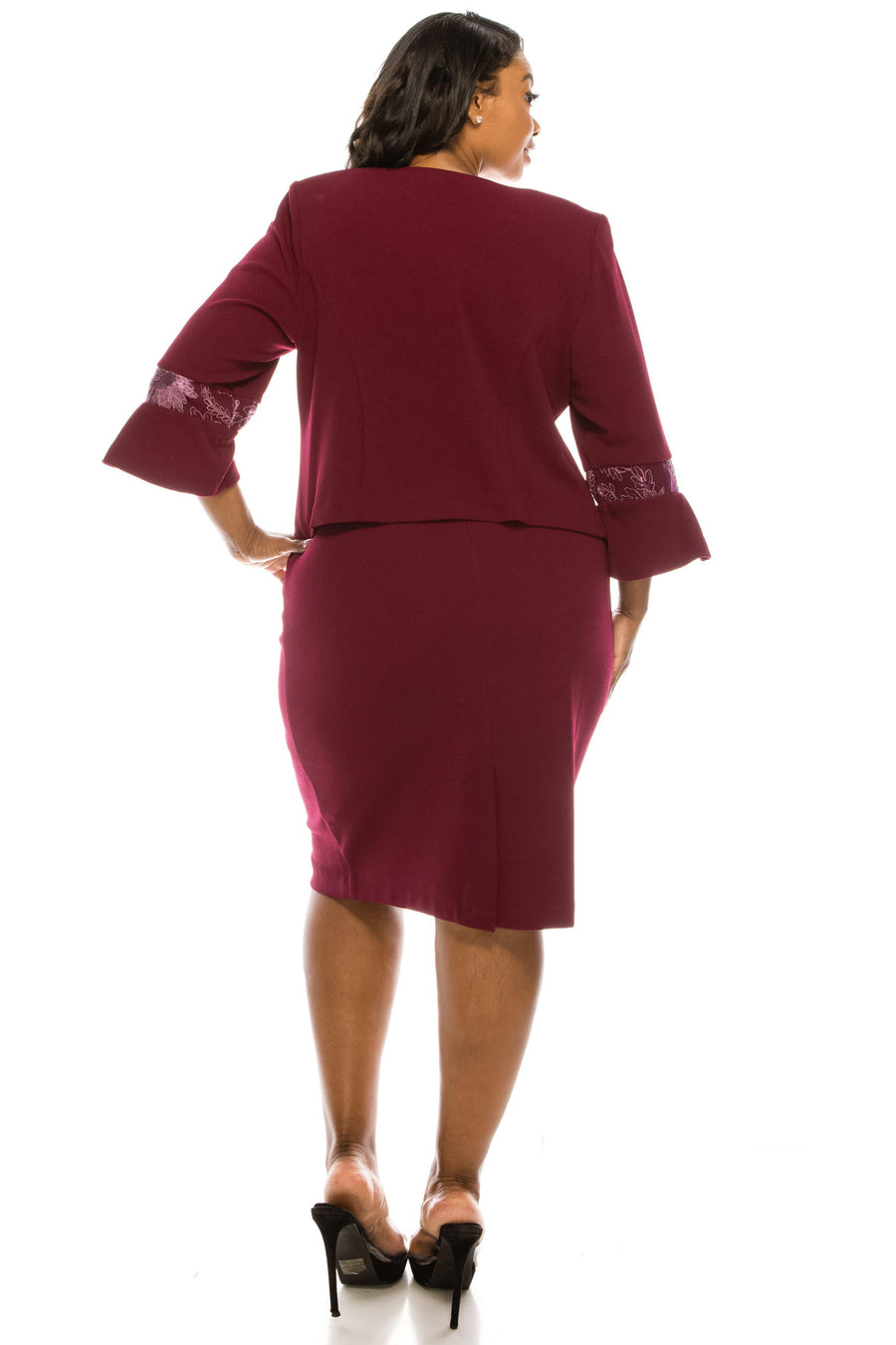 Maya Brooke Plus Size Embroidered Jacket Short Dress - The Dress Outlet