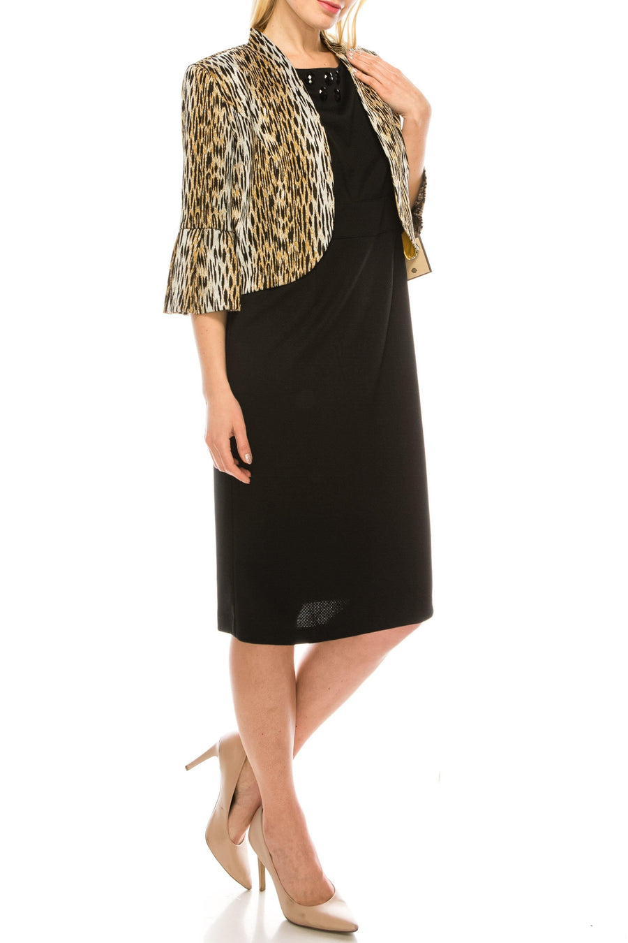 Maya Brooke Short Animal Print 2 Piece Jacket Dress - The Dress Outlet