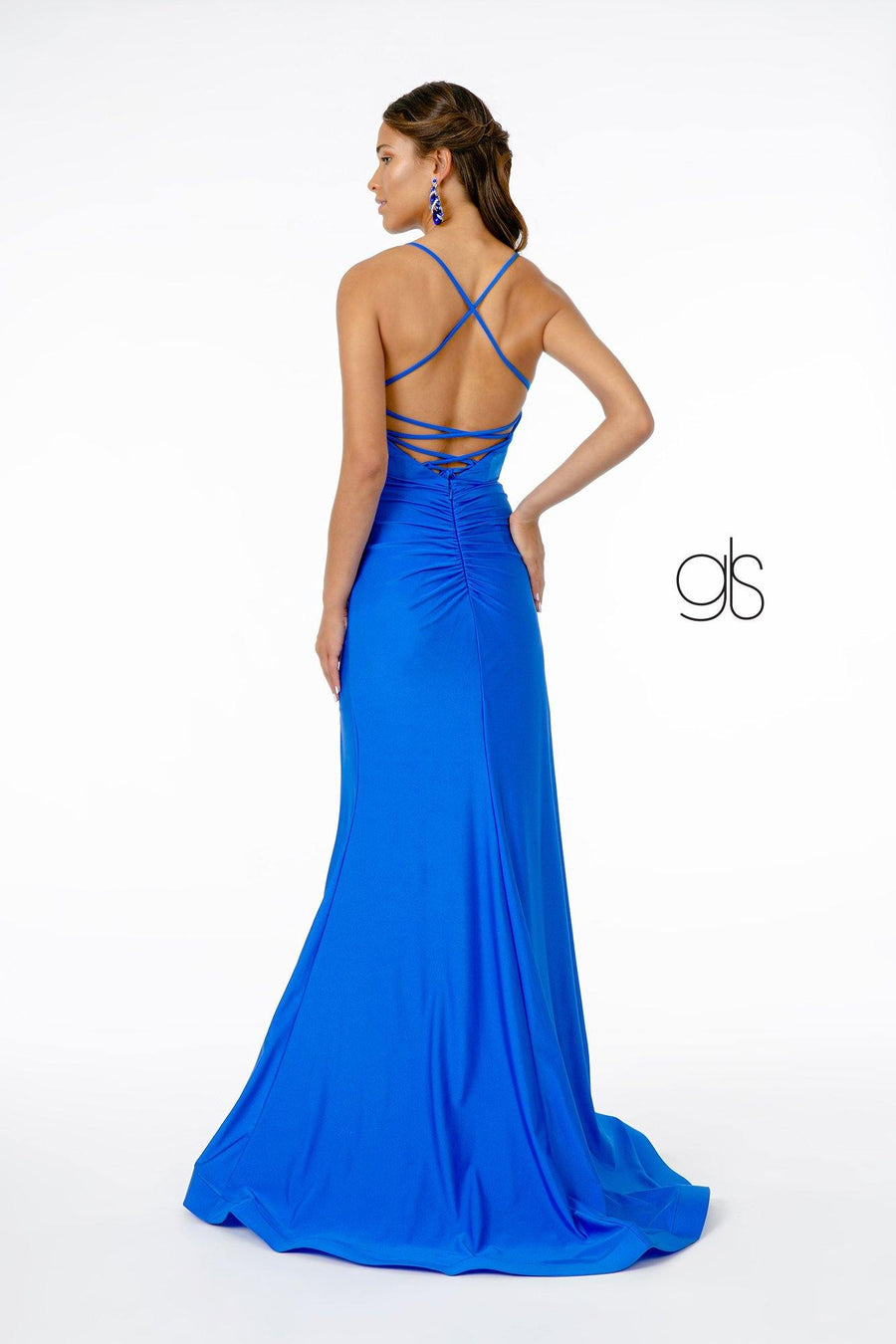 Mermaid Ruched Jersey Long Prom Dress - The Dress Outlet Elizabeth K