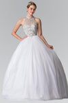 Mesh Long Quinceanera Dress with Beaded Bodice - The Dress Outlet Elizabeth K