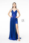 Metalic Lame Long Prom Dress Evening Gown - The Dress Outlet Elizabeth K