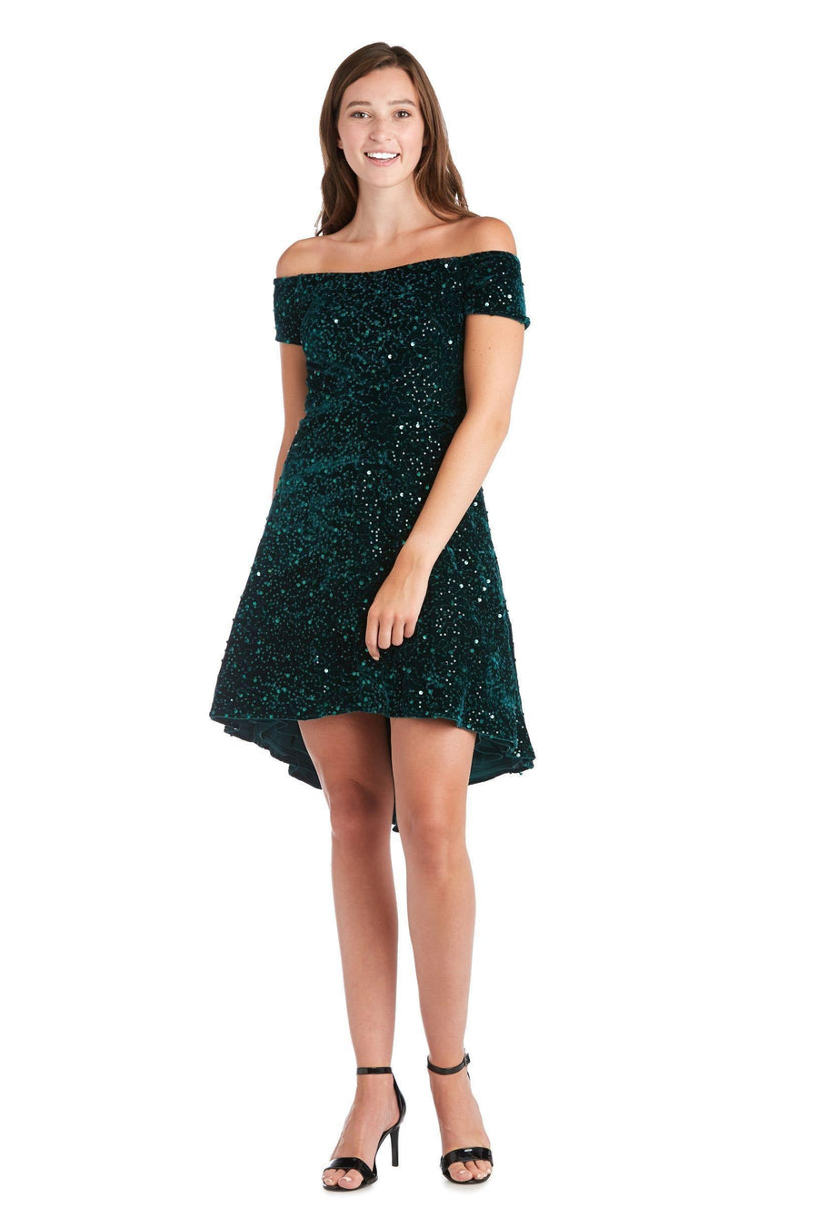 Morgan & Co High Low Velvet Dress 12549 - The Dress Outlet