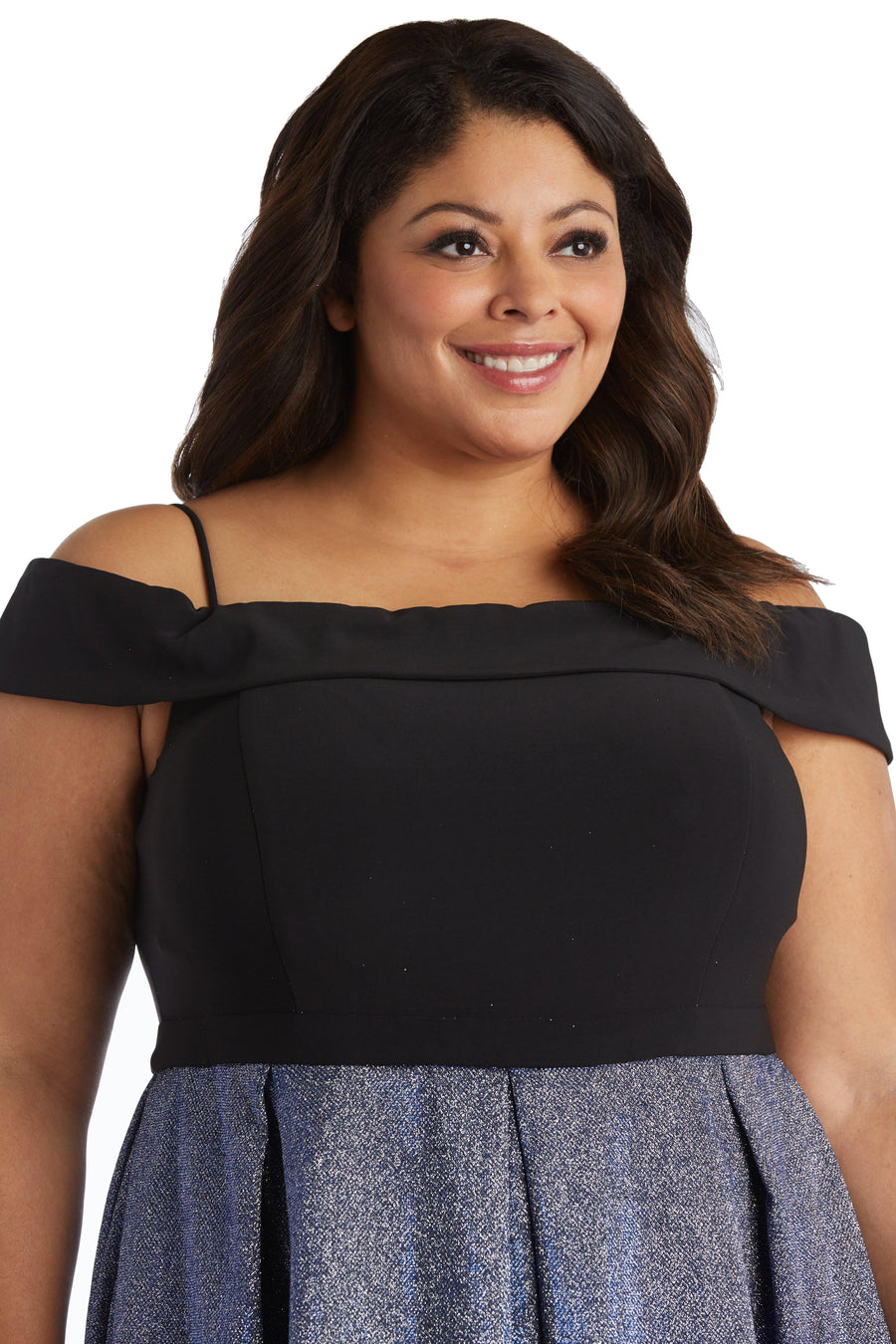 Morgan & Co. Plus Size Off Shoulder Short Dress 12783W - The Dress Outlet