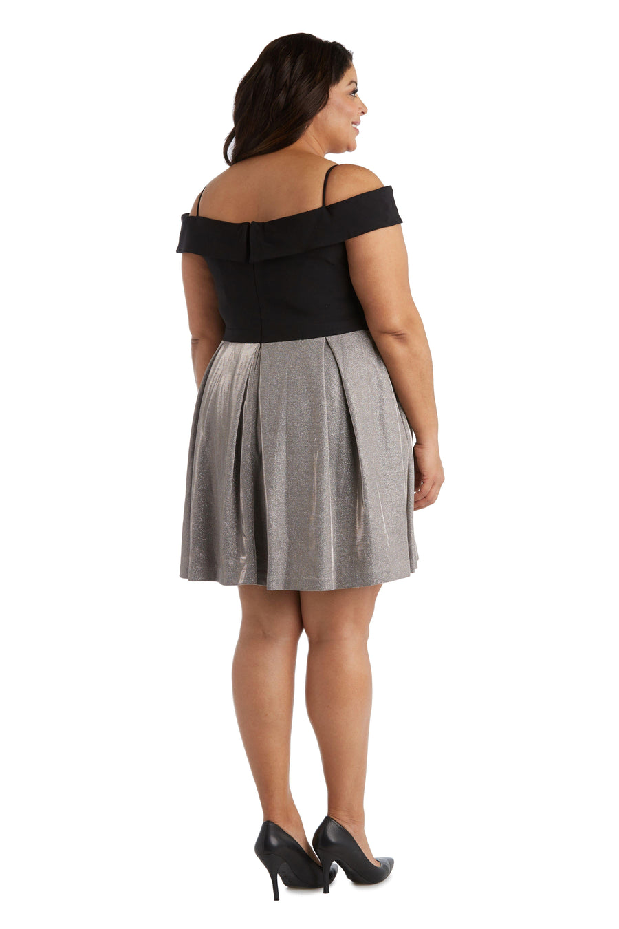 Morgan & Co. Plus Size Off Shoulder Short Dress 12783W - The Dress Outlet