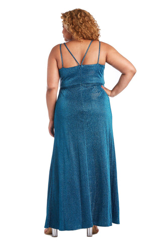 Azure Morgan & Co 12841WM Plus Size Long Metallic Dress for $89.99 ...