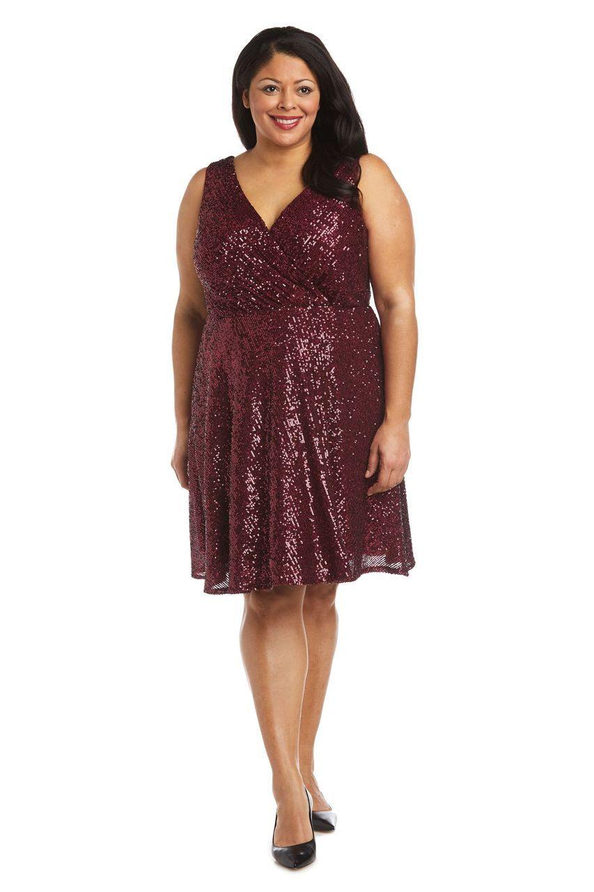 Morgan & Co. Plus Size Short Sequin Dress 12889WM - The Dress Outlet