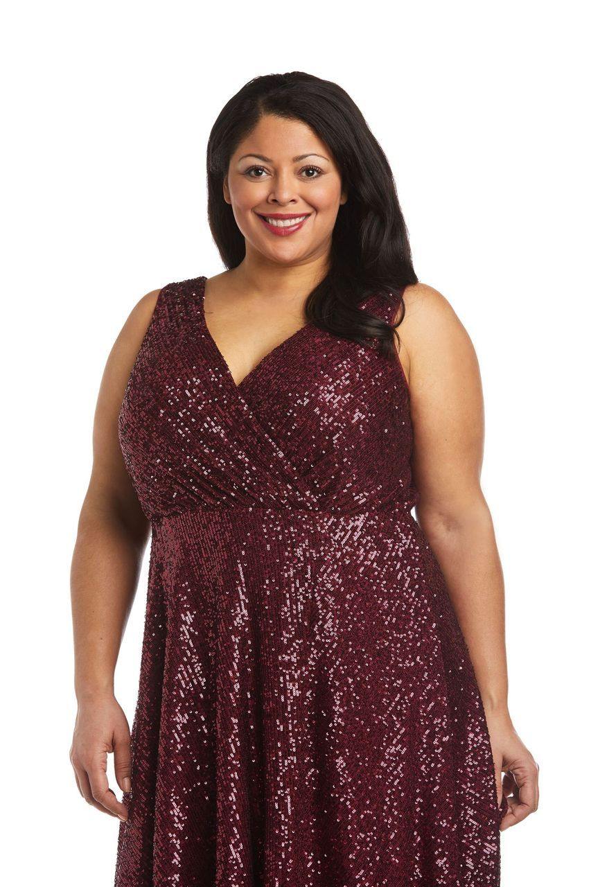 Morgan & Co. Plus Size Short Sequin Dress 12889WM - The Dress Outlet