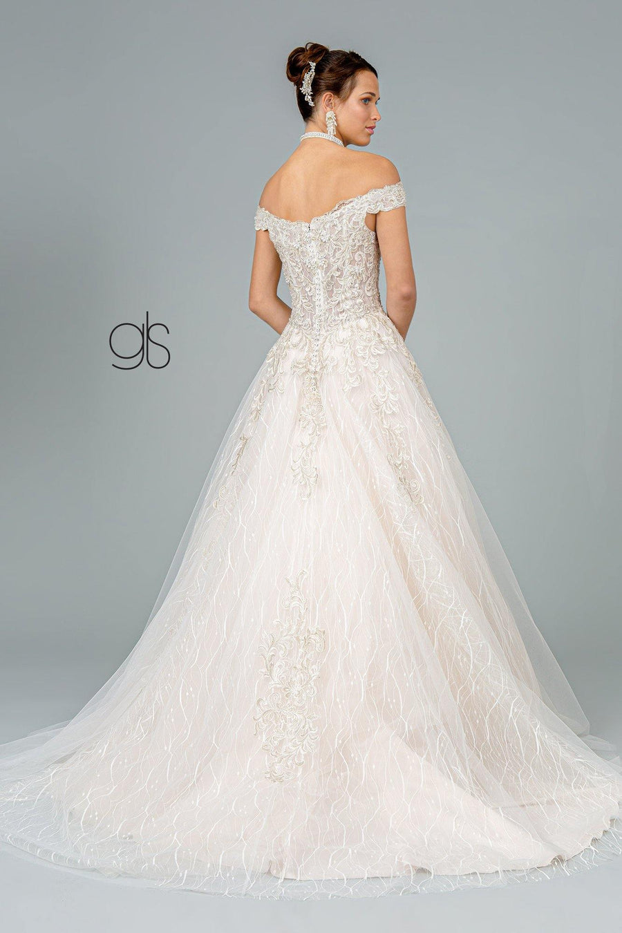 Multi-Layered Embroidered Long Wedding Gown - The Dress Outlet Elizabeth K