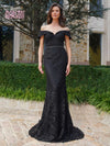 Marsoni Off Shoulder Beaded Long Gown 1122 - The Dress Outlet Black