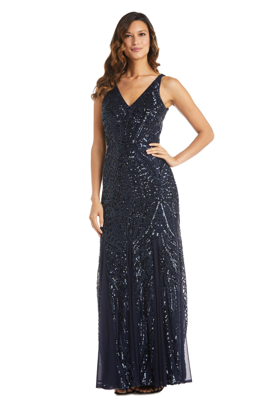 Navy 4P Long Formal Sleeveless Petite Dress Sale