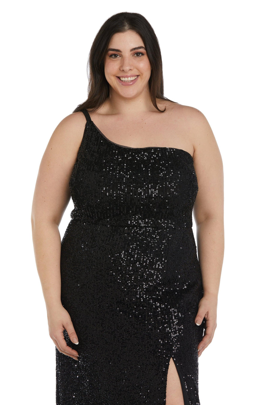 Nightway Long One Shoulder Plus Size Gown 22121W - The Dress Outlet