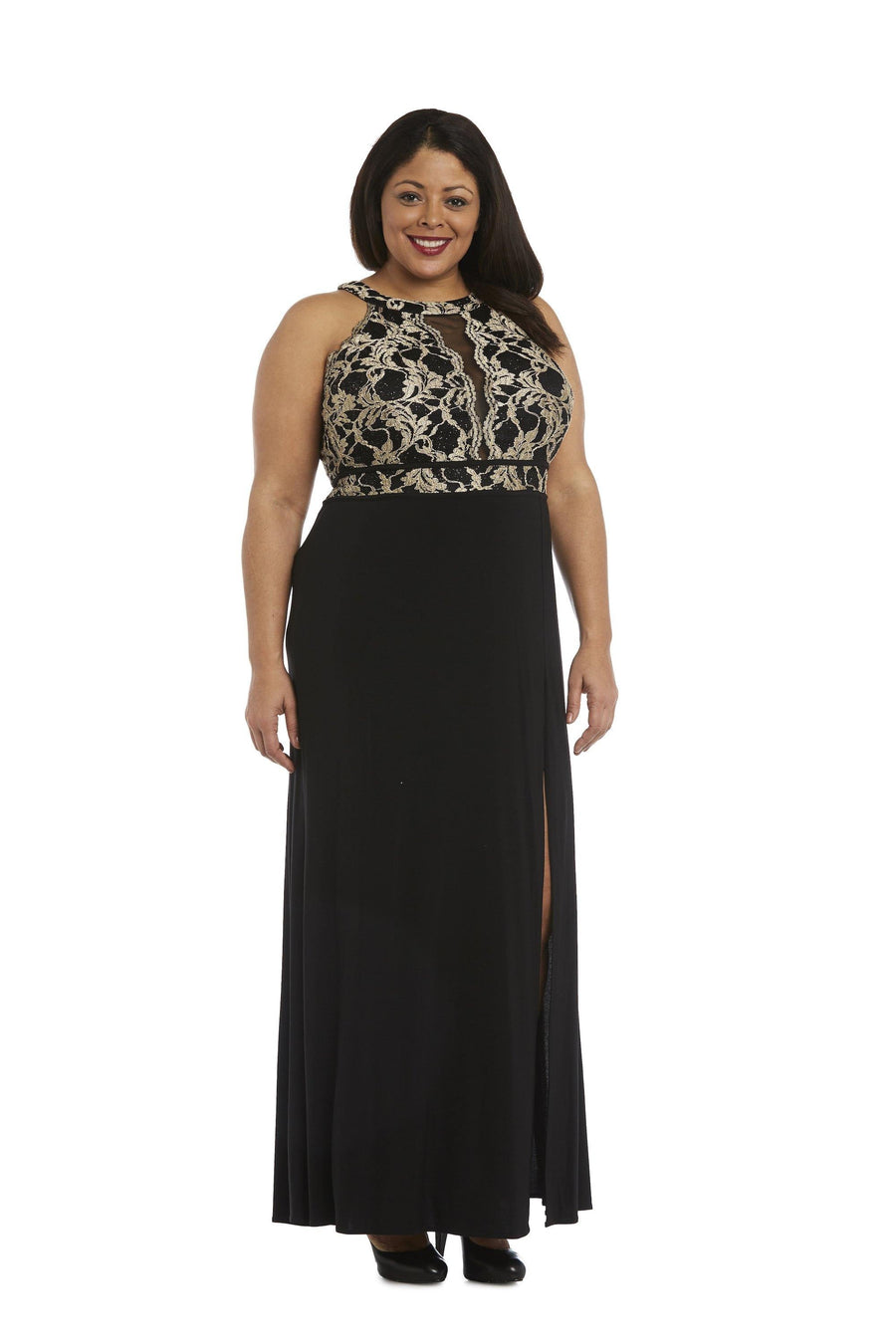 Nightway Long Plus Size Formal Lace Dress 12444W - The Dress Outlet