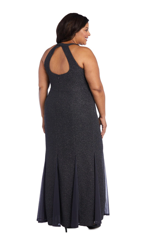 Black/Silver Nightway Long Plus Size Glitter Knit Dress 21555W for $79. ...