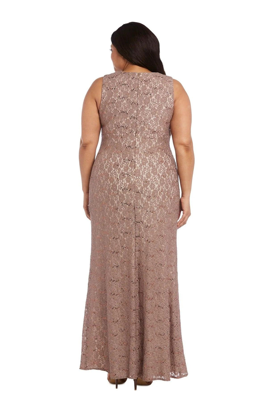 Nightway Long Plus Size Glitter Lace Dress 21547W - The Dress Outlet