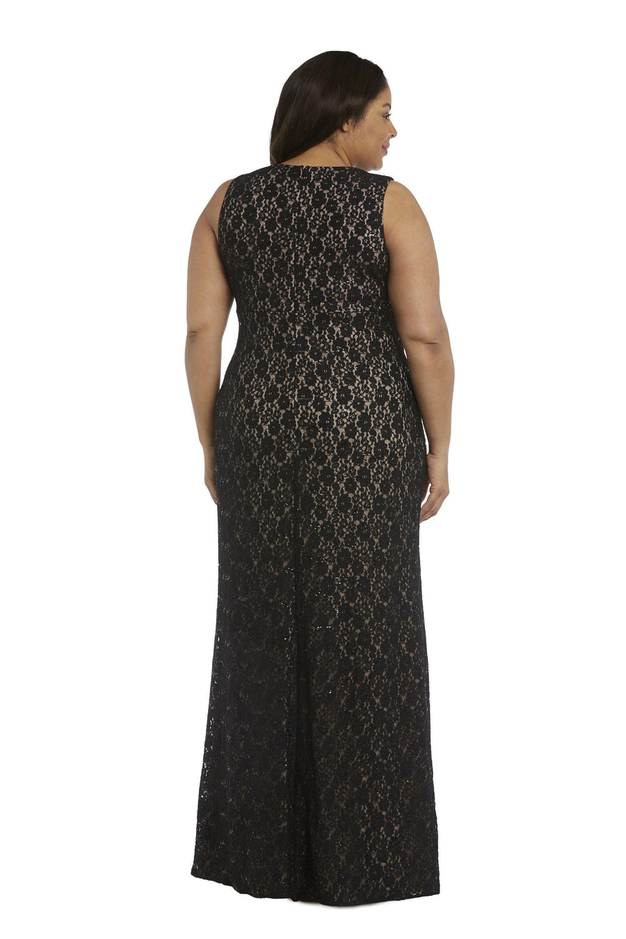 Nightway Long Plus Size Glitter Lace Dress 21547W - The Dress Outlet