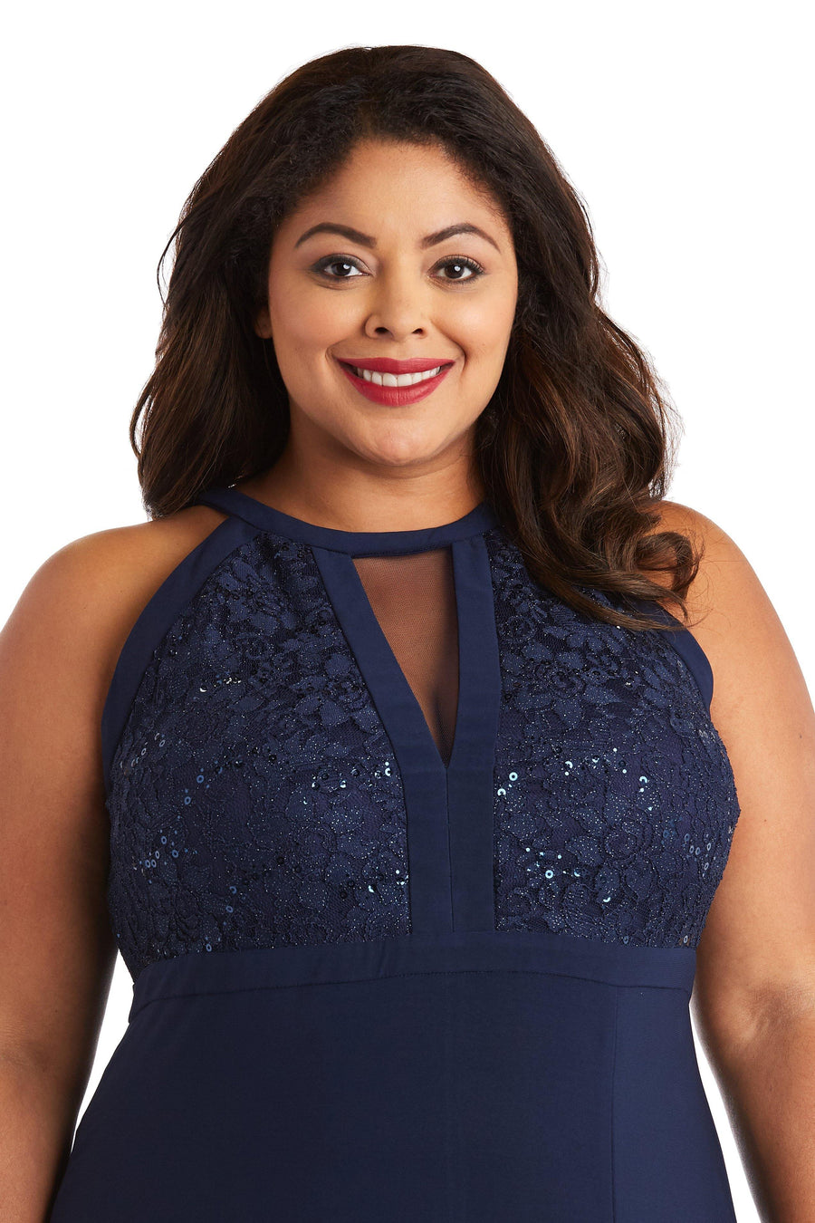 Nightway Plus Size Long Formal Halter Gown 21434WM - The Dress Outlet