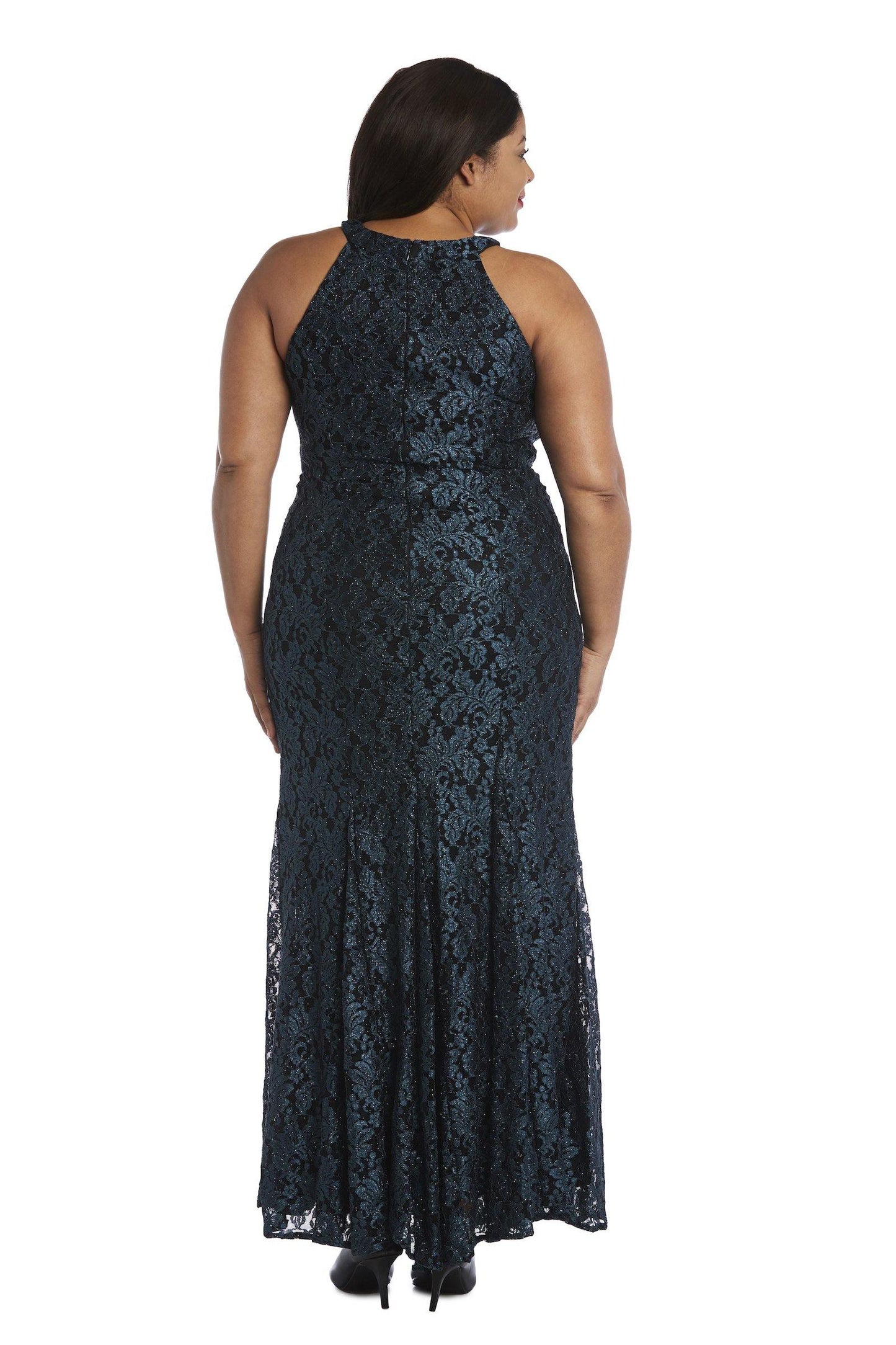 Nightway Plus Size Long Formal Lace Dress 21689W - The Dress Outlet