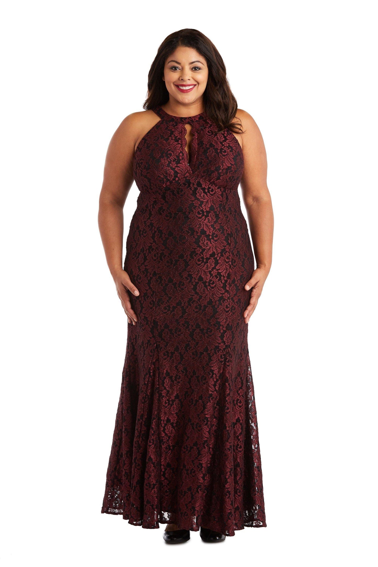 Nightway Plus Size Long Formal Lace Dress 21689W - The Dress Outlet