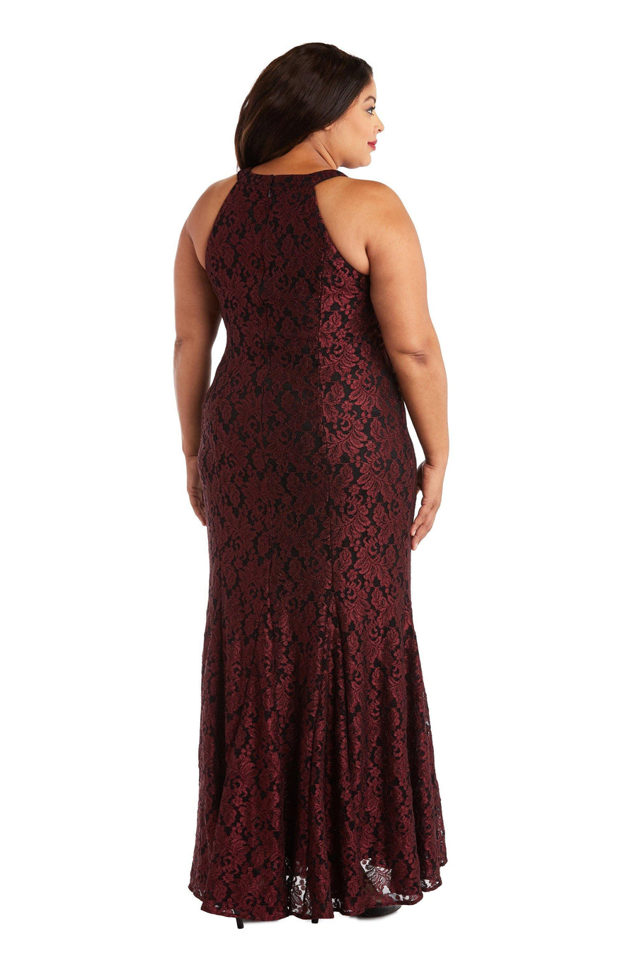 Nightway Plus Size Long Formal Lace Dress 21689W - The Dress Outlet