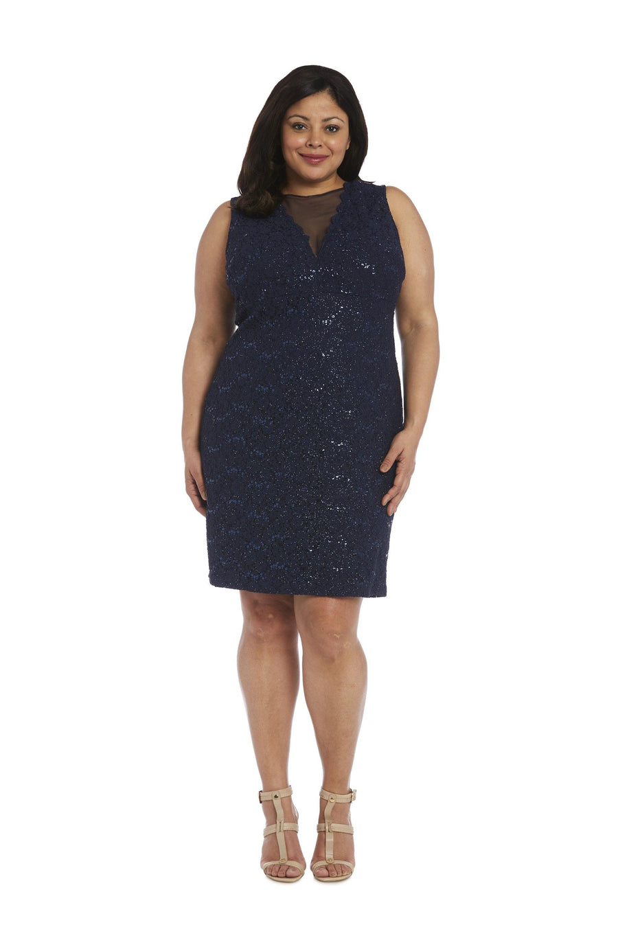 Nightway Short Plus Size Cocktail Lace Dress 21500W - The Dress Outlet