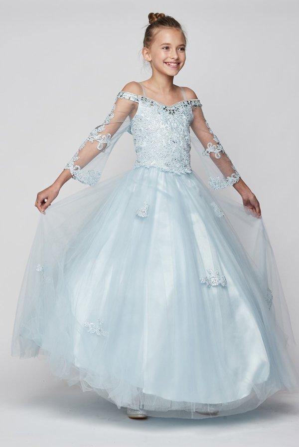 Off Shoulder Flower Girl Dress Ball Gown - The Dress Outlet Cinderella Couture