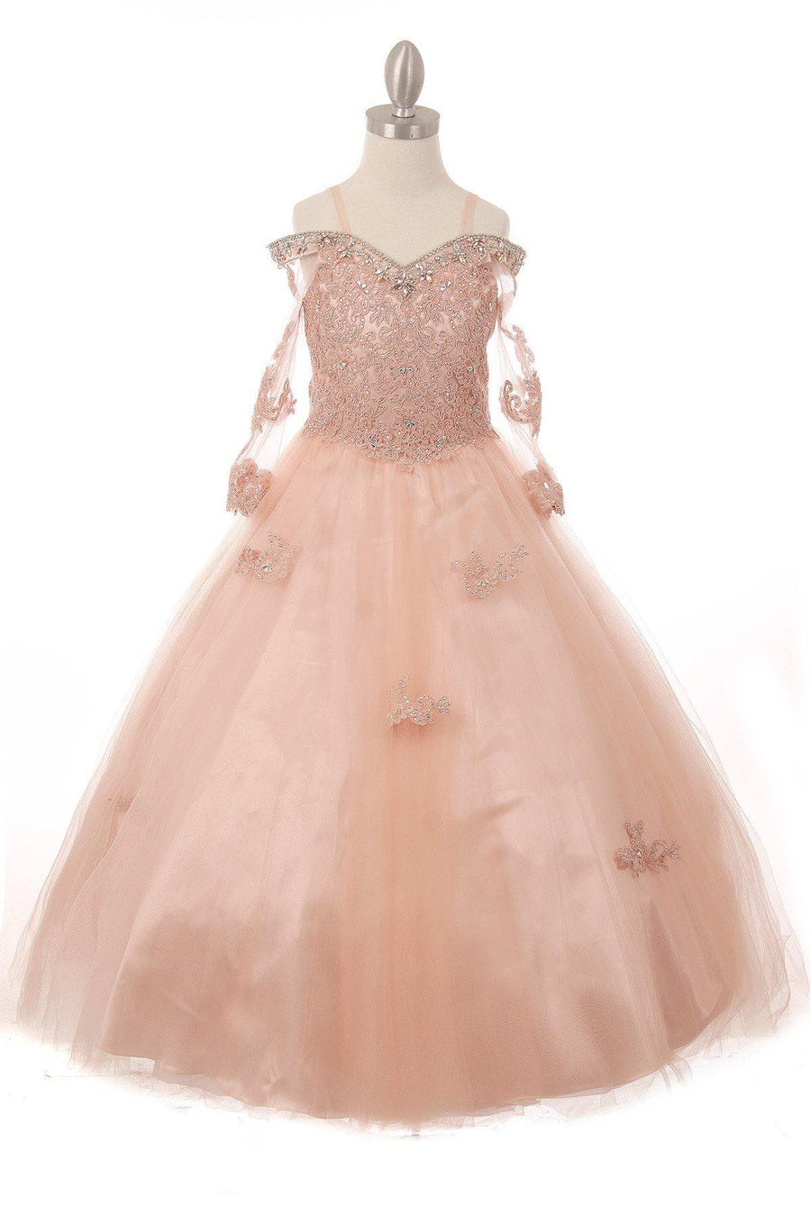 Off Shoulder Flower Girl Dress Ball Gown - The Dress Outlet Cinderella Couture