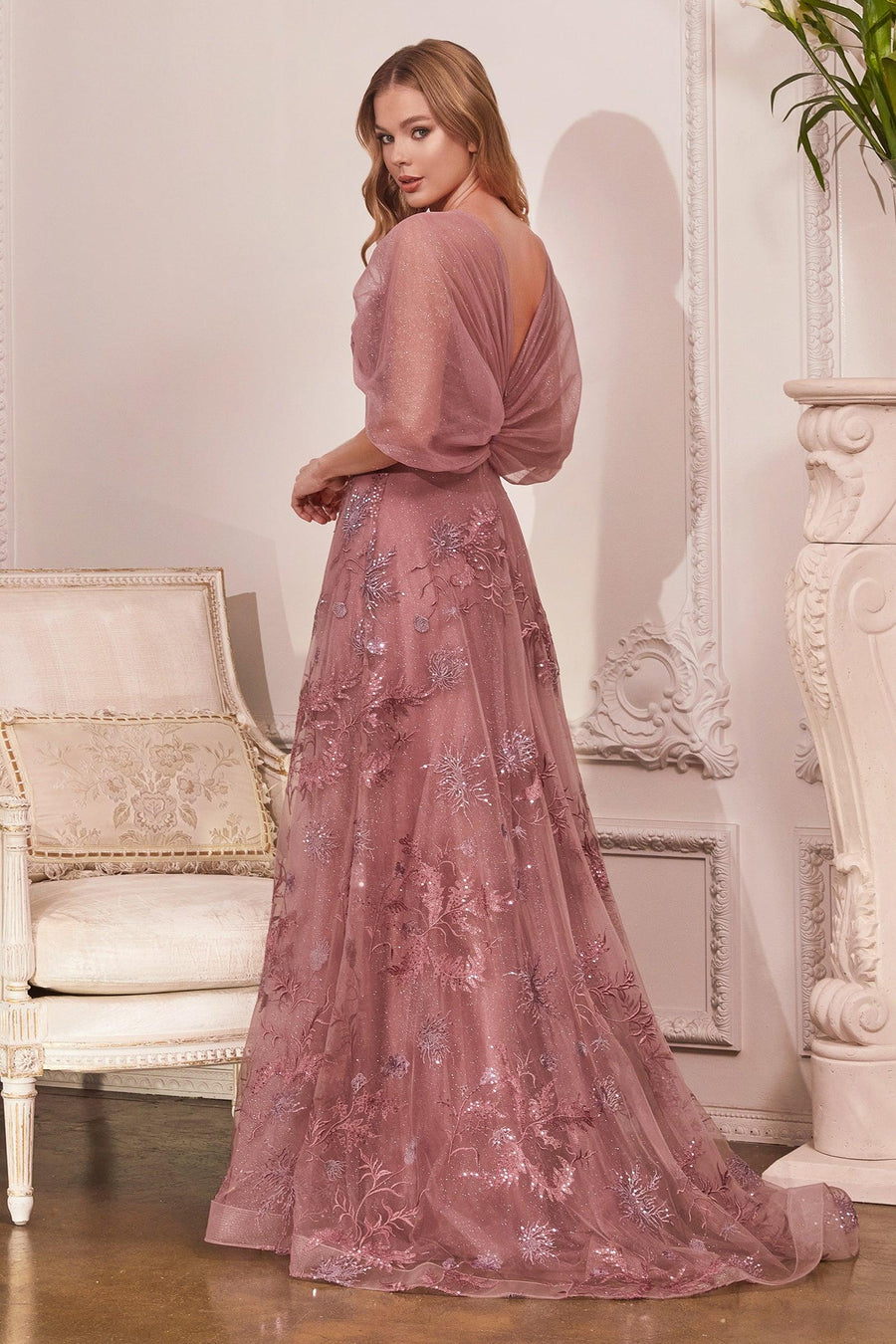 Off Shoulder Long Formal Dress Dusty Rose